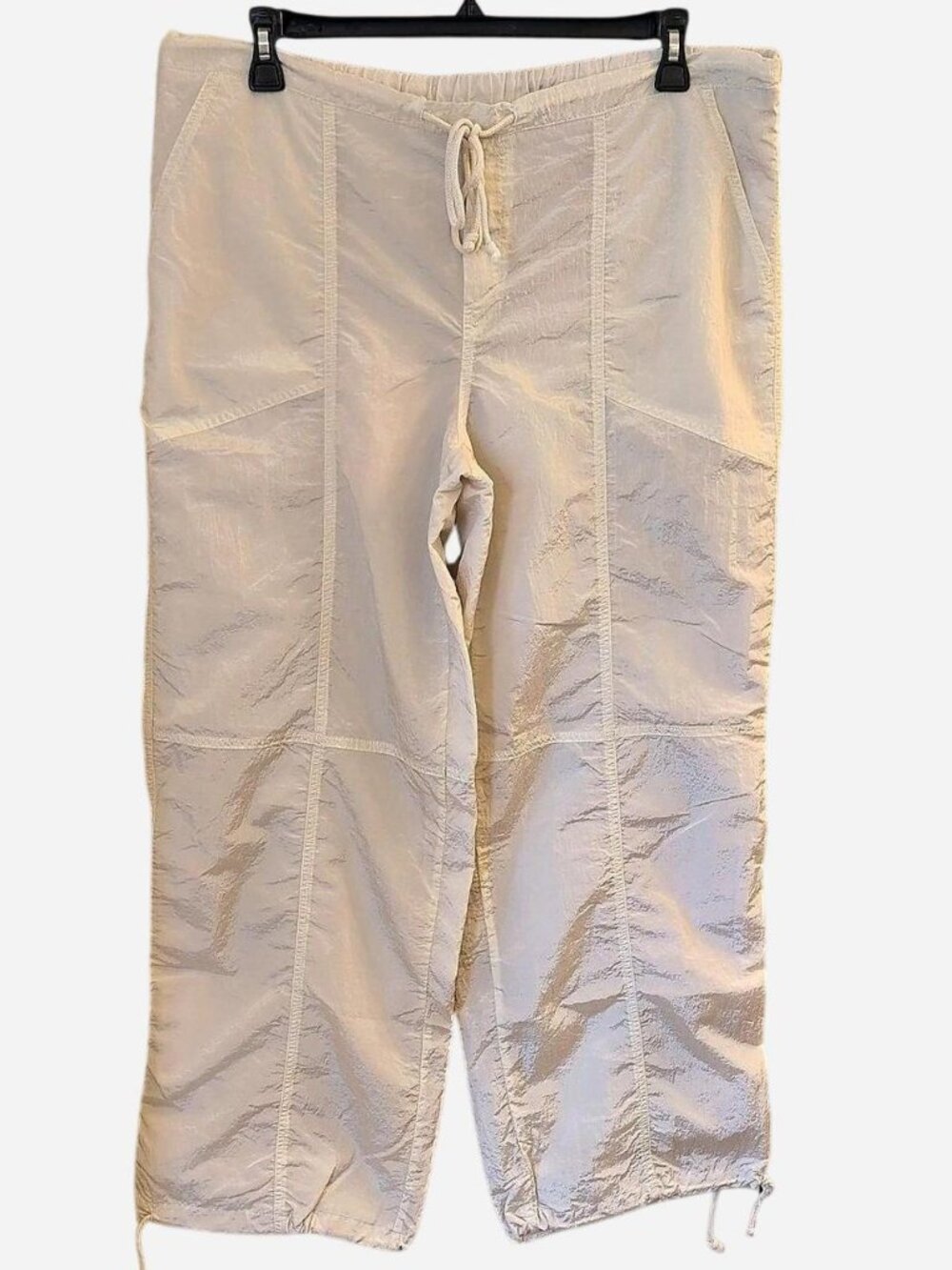 Wild Fable Women’s L Beige Mid-Rise Relaxed Nylon Parachute Pants